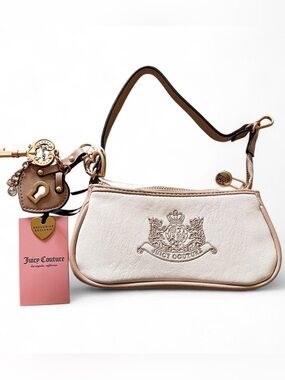 Juicy Couture Cream Mini Shoulder Bag with Tan Trim and Gold Hardware NWT